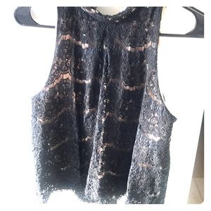 Black Lace High-Neck Top